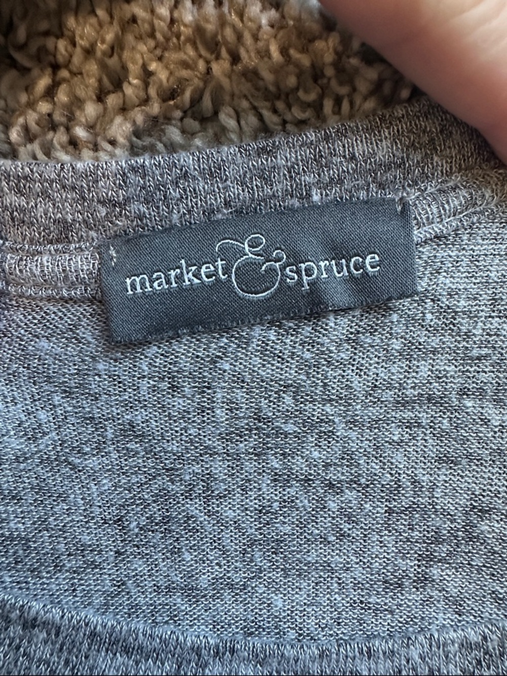 Market & Spruce Gray Heathered Knit Short Sleeve Tee - Picture 3 of 5
